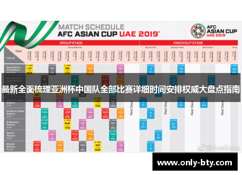 最新全面梳理亚洲杯中国队全部比赛详细时间安排权威大盘点指南